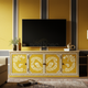 Luxury Handcrafted Inlay TV Cabinet with Floral Motif | Luxury Handmade TV Cabinet