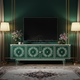 Elegant Inlay TV Cabinet with Intricate Leaf Motif | Luxury Handmade TV Cabinet