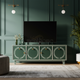 Elegant Green Inlay TV Cabinet with Hand-Painted Details | Luxury Handmade TV Cabinet