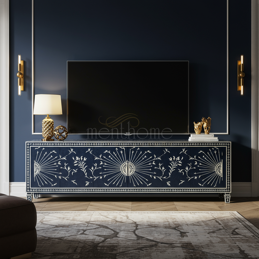 Luxury Inlay Sunburst Pattern TV Cabinet | Luxury Handmade TV Cabinet