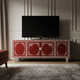 Elegant Inlay Red and White TV Cabinet | Luxury Handmade TV Cabinet
