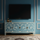 Handcrafted Inlay Floral TV Cabinet | Luxury Handmade TV Cabinet