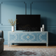 Elegant Blue Inlay TV Cabinet with Floral Motif | Luxury Handmade TV Cabinet