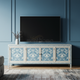 Elegant Blue and White Inlay TV Cabinet | Luxury Handmade TV Cabinet