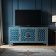 Luxury Inlay Patterned Blue TV Cabinet | Luxury Handmade TV Cabinet