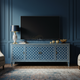 Luxury Blue Inlay TV Cabinet with Geometric Patterns | Luxury Handmade TV Cabinet