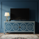 Handcrafted Blue Inlay TV Cabinet | Luxury Handmade TV Cabinet