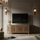 Luxury Inlay Wood TV Cabinet with Elegant Geometric Patterns | Luxury Handmade TV Cabinet