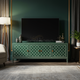Luxury Green Inlay TV Cabinet with Geometric Pattern | Luxury Handmade TV Cabinet