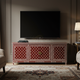 Luxurious Inlay Red and White TV Cabinet | Luxury Handmade TV Cabinet