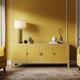Luxury Inlay Patterned TV Cabinet in Mustard Yellow | Luxury Handmade TV Cabinet